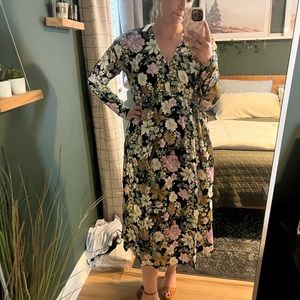 ASOS EDITION Oversized midi dress with drawstring in floral print Size US 8